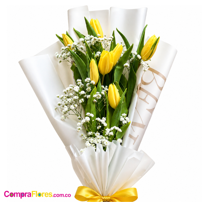 Ramo de 7 Tulipanes Amarillos "Alegría" para Regalar