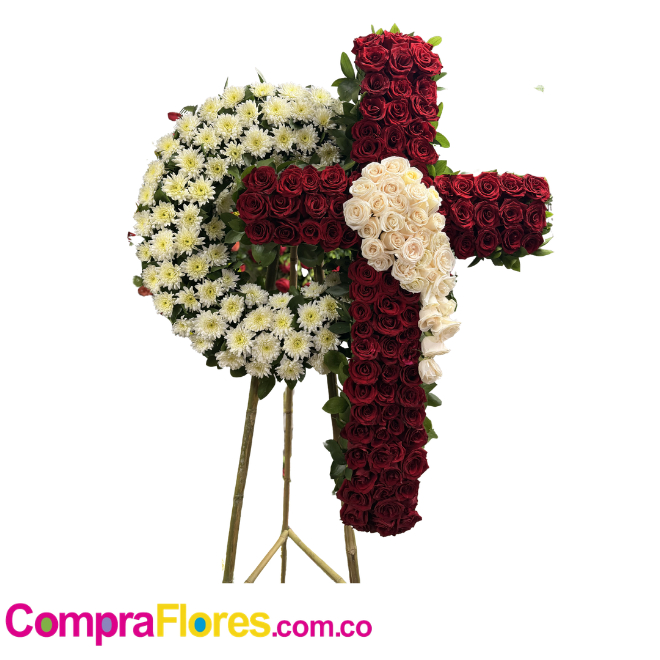 Arreglo circular con Cruz de Rosas grande