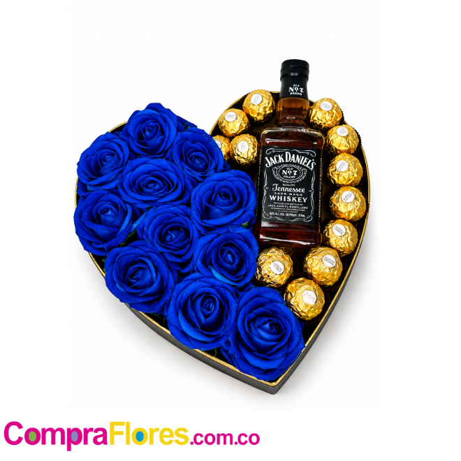 Caja de Lujo con Whiskey Jack Daniel's y Rosas para Papá