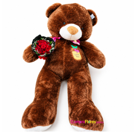 Oso Gigante de 2 Metros con Ramillete de Rosas - Cali