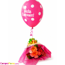 Combo Cumpleaños: Docena de Rosas Surtidas y Globo con Helio - Cali