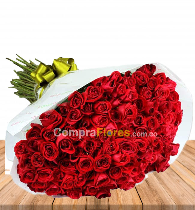 bouquet por 100 rosas rojas