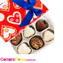 Caja de Fresas con Chocolate x 6, detalles Cali