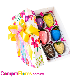 Caja de Fresas con Chocolate x 6 Multi color, regalos cali