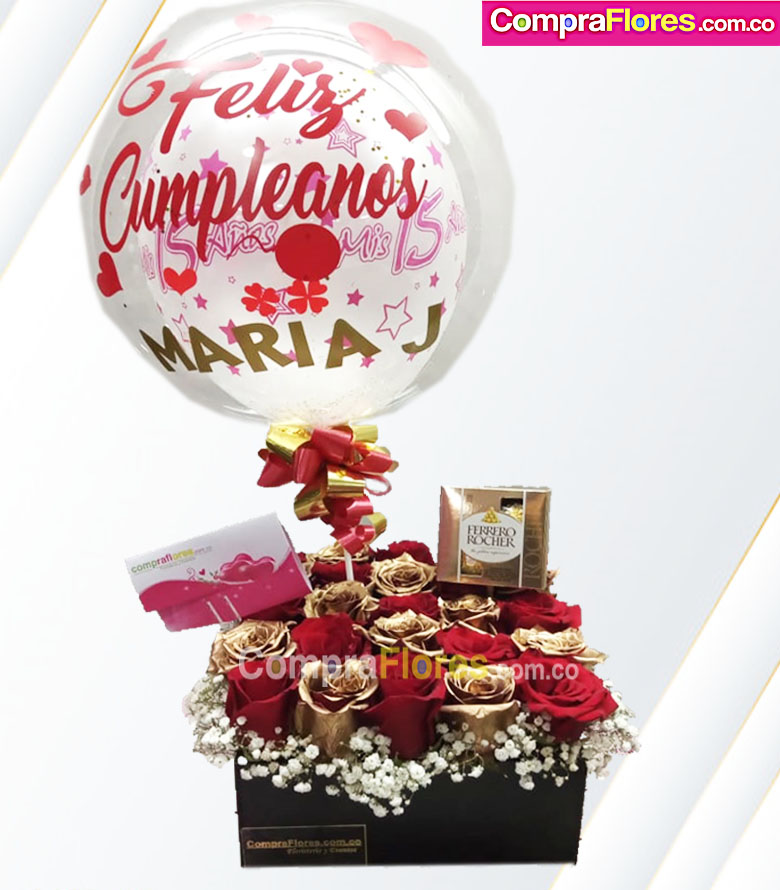 Roses, Chocolates y Globo burbuja, entregas Cali