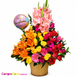 Canasta de Rosas, Lirios y Gladiolos - Cali