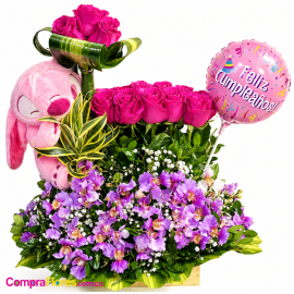 Ramo de Cumpleaños Stitch Ángel con 20 Rosas - Cali