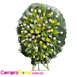 Fúnebre en forma de Medallón (Rosado y Amarillo)