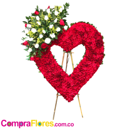 Fúnebre en forma de Corazón (Rojo intenso con detalle blanco)