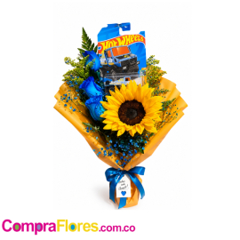 Detalle para Hombre con Girasol y Hot Wheels – Día del Padre